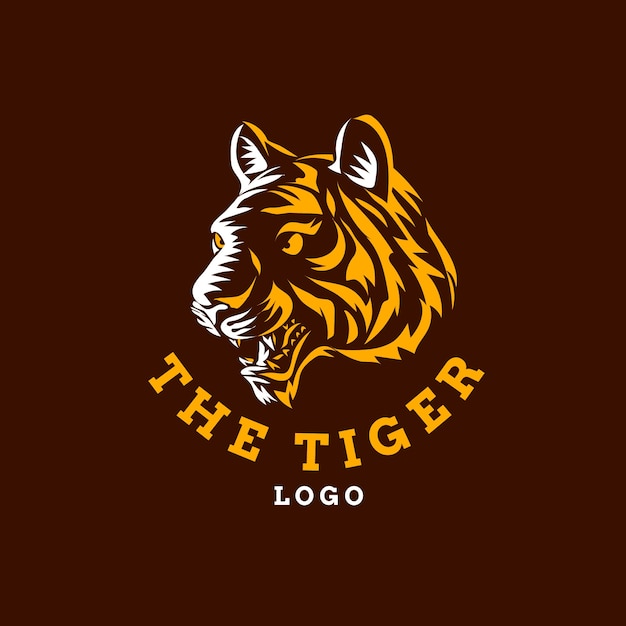 Vector diseño de logo de tigre dibujado a mano