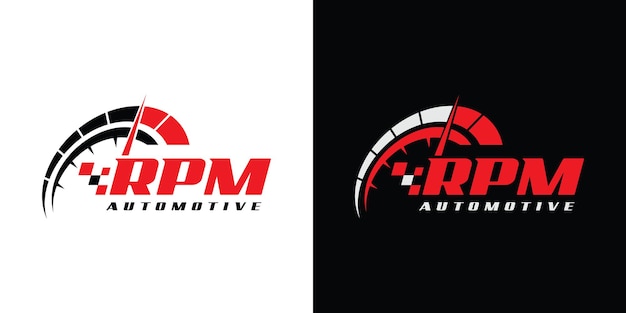 Diseño de logo de velocidad rpm para empresa automotriz.