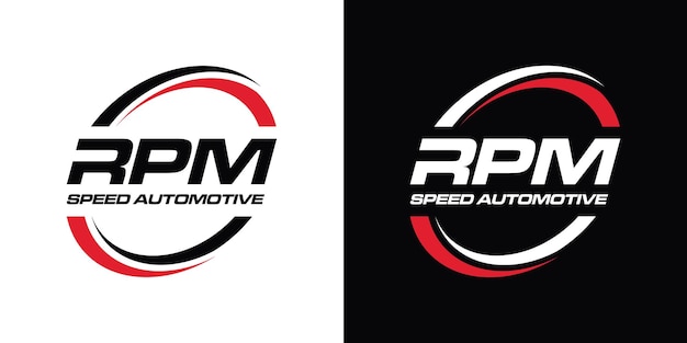 Diseño de logo de velocidad rpm para empresa automotriz.