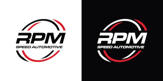 Diseño de logo de velocidad rpm para empresa automotriz.