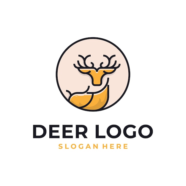 Diseño de logo de venado con insignia circular