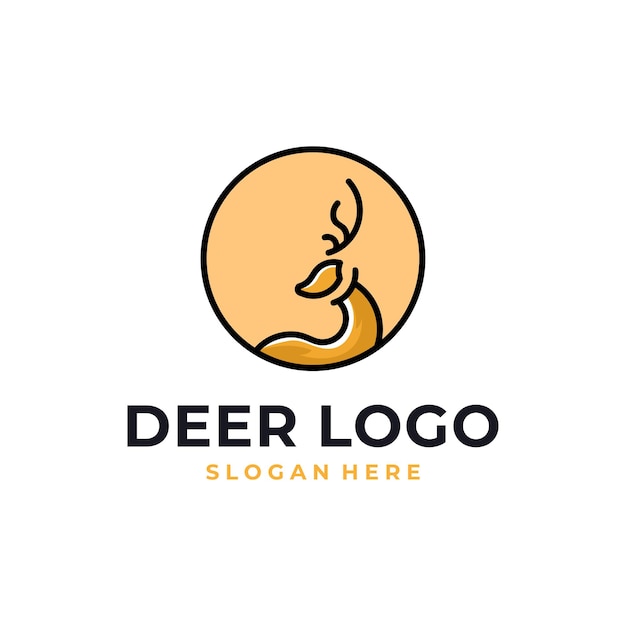 Diseño de logo de venado con insignia circular