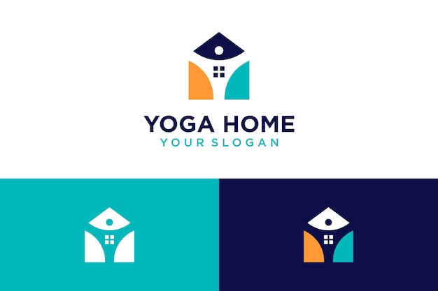 Diseño de logo de yoga con hogar y terapia