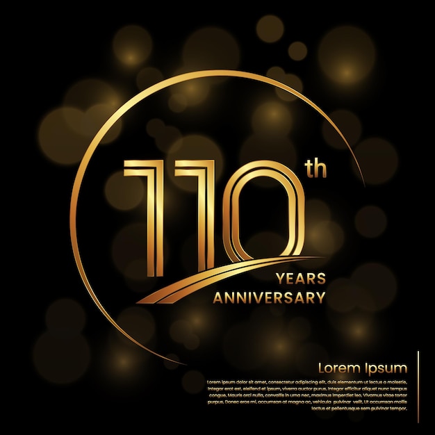 Diseño del logotipo del 110 aniversario con números de línea doble Plantilla de aniversario de oro Plantilla de logotipo vectorial
