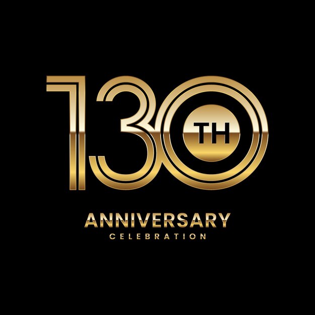 Diseño del logotipo del 130 aniversario del aniversario con ilustración de vector de concepto de doble línea