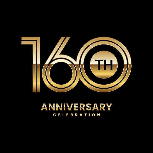 Diseño del logotipo del 160 aniversario del aniversario con ilustración de vector de concepto de doble línea