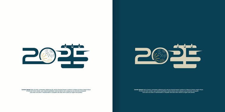 Diseño del logotipo 2025 con idea vectorial de concepto creativo Celebraciones de Navidad y Año Nuevo