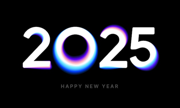 Diseño del logotipo 2025 con malla de gradiente colorida Diseño del número 2025 para el letrero de año nuevo para tarjeta postal