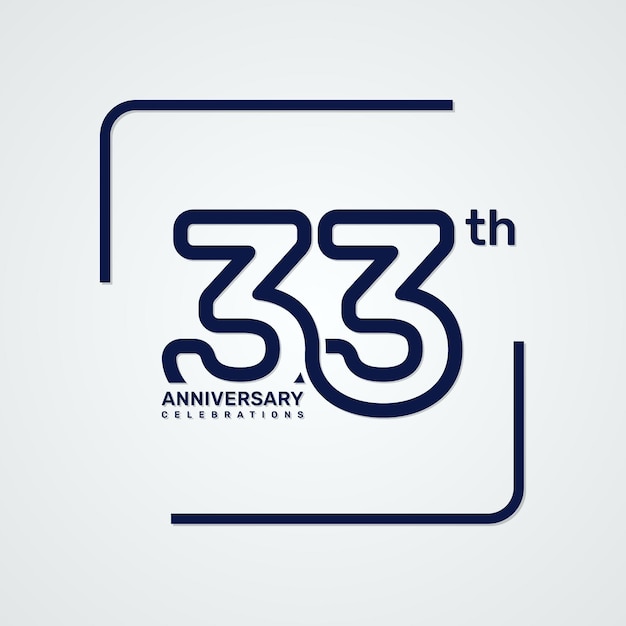 Vector diseño del logotipo del 33 aniversario con plantilla de vector de logotipo de concepto de estilo de línea doble