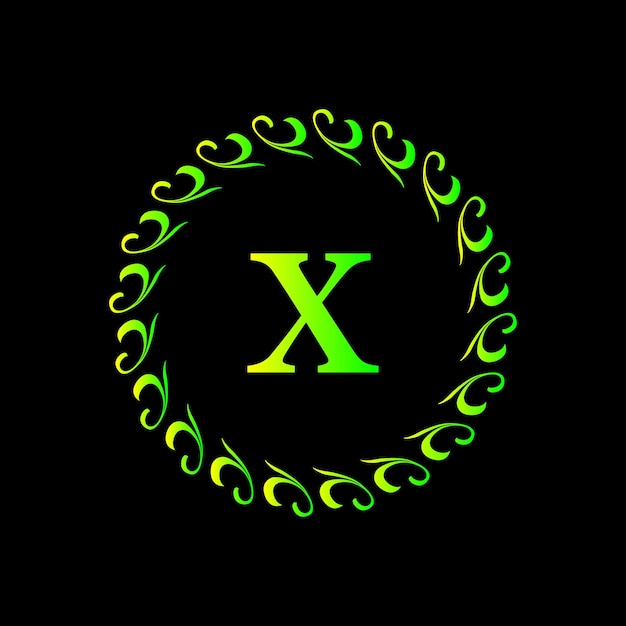 Diseño del logotipo en 3D con fuente inicial vectorial verde