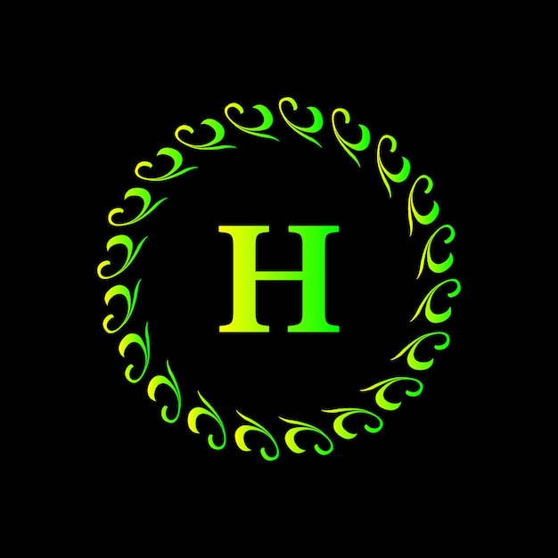 Diseño del logotipo en 3D con fuente inicial vectorial verde