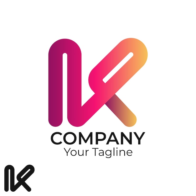 diseño de logotipo 3D de vector abstracto con gradiente de letra k
