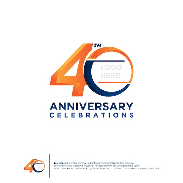 Diseño del logotipo del 40 aniversario plantilla de diseño de estilo plano