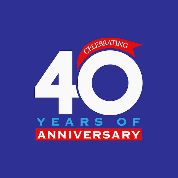 Diseño del logotipo de 40 años Diseño de la insignia de 40 años con cinta Signo y símbolo