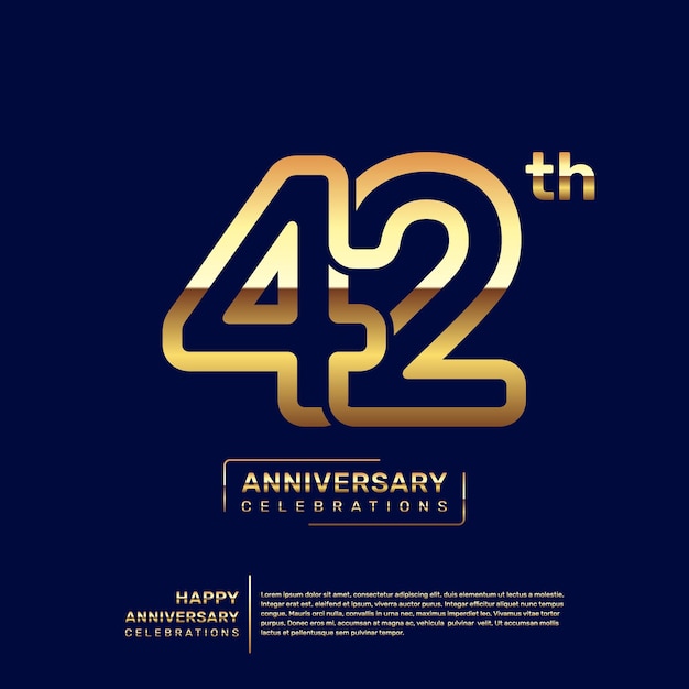 Diseño del logotipo del 42.º aniversario con un concepto de doble línea en color dorado