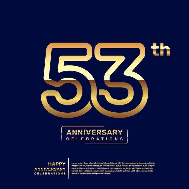 Diseño del logotipo del 53 aniversario con un concepto de doble línea en color dorado