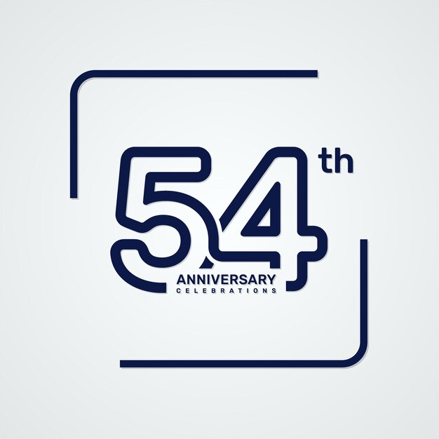 Vector diseño del logotipo del 54 aniversario con plantilla de vector de logotipo de concepto de estilo de línea doble