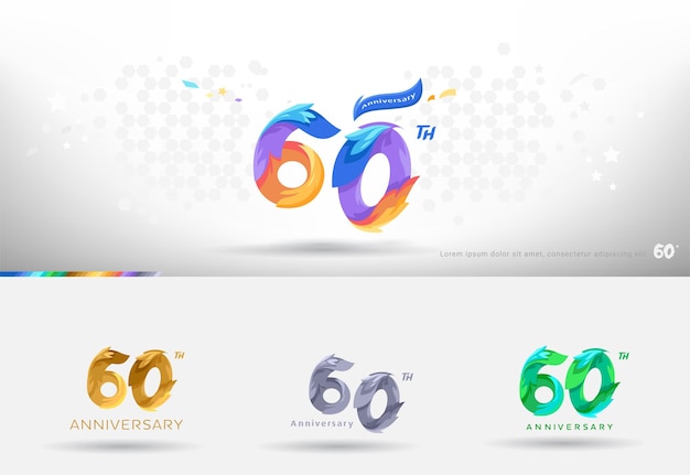 Diseño del logotipo del 60 aniversario Estilo colorido moderno Celebración de números alegres con variación de colores