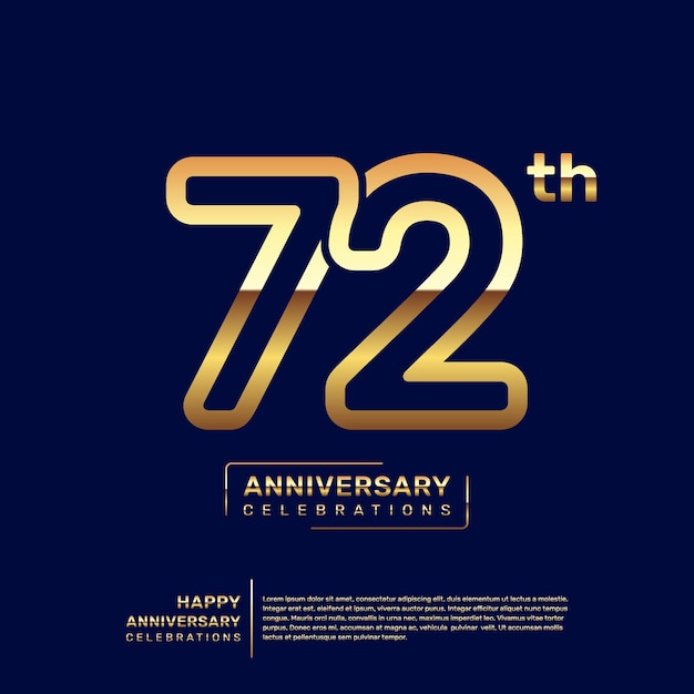 Diseño del logotipo del 72.º aniversario con un concepto de doble línea en color dorado