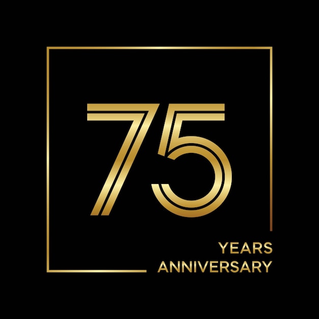 Diseño del logotipo del 75 aniversario con plantilla vectorial de logotipo de doble línea