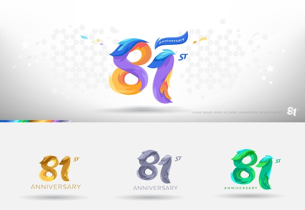 Diseño del logotipo del 81 aniversario Estilo colorido moderno Celebración de números alegres con variación de colores