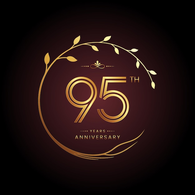 Diseño del logotipo del 95 aniversario con un número dorado y un concepto de árbol circular