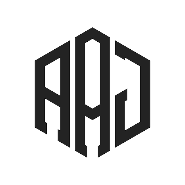 Diseño del logotipo de AAJ Letra inicial AAJ Monograma Logotipo con forma de hexágono