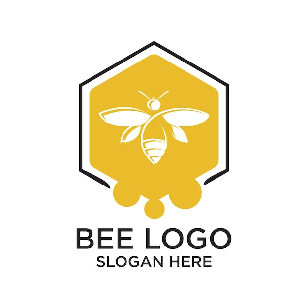 Diseño del logotipo de la abeja concepto simple Vector Premium