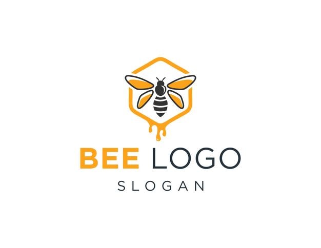 Diseño de logotipo de abeja creado con la aplicación Corel Draw 2018 con fondo blanco