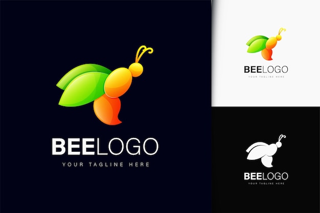 Diseño de logotipo de abeja con degradado.