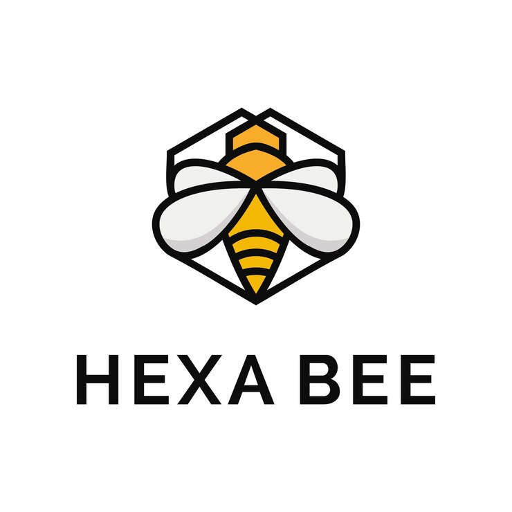 Diseño de logotipo de abeja con hexágono