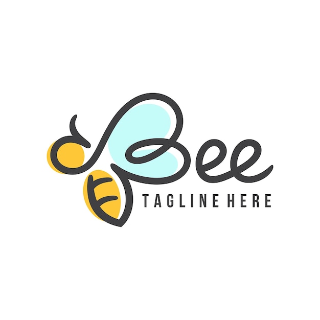 Diseño de logotipo de abeja con letra inicial B Plantilla de logotipo de abeja