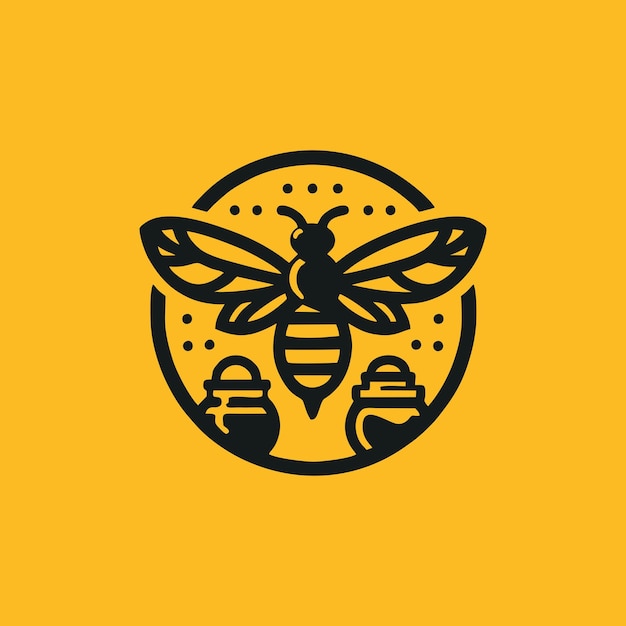 Diseño del logotipo de la abeja melífera listo para su uso