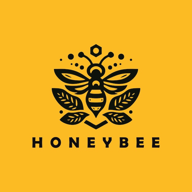 Diseño del logotipo de la abeja melífera listo para su uso