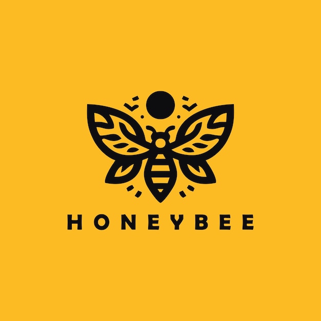 Diseño del logotipo de la abeja melífera listo para su uso