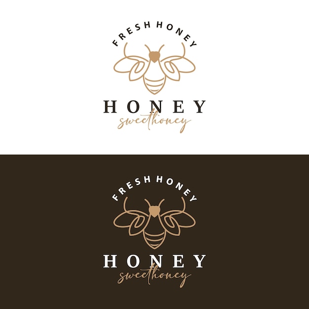 Diseño Logotipo Abeja Miel Plantilla Ilustración Vector Insecto