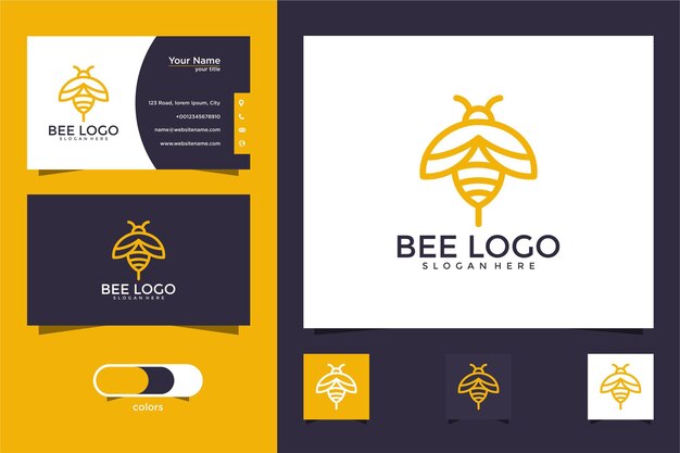 Diseño de logotipo de abeja de miel y tarjeta de visita