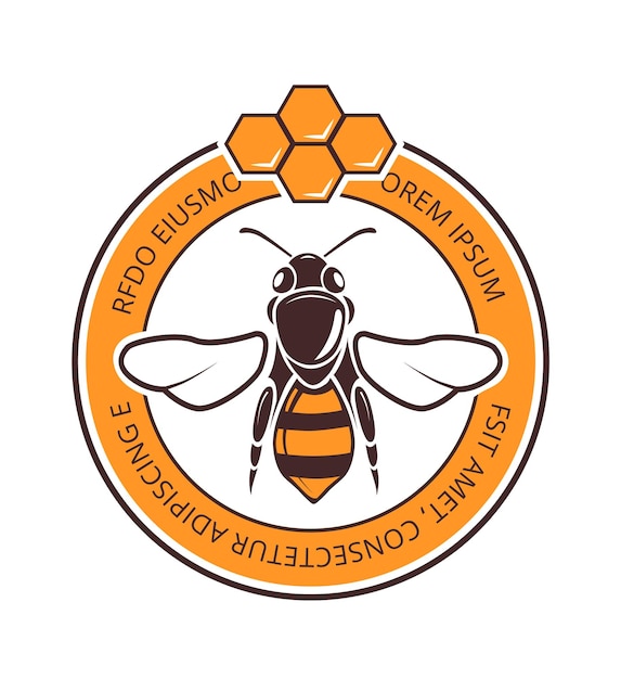 Diseño de logotipo de abeja vintage Panales y avispa retro nueva pegatina de cosecha de miel Insignia de vector de mercado de agricultura rural