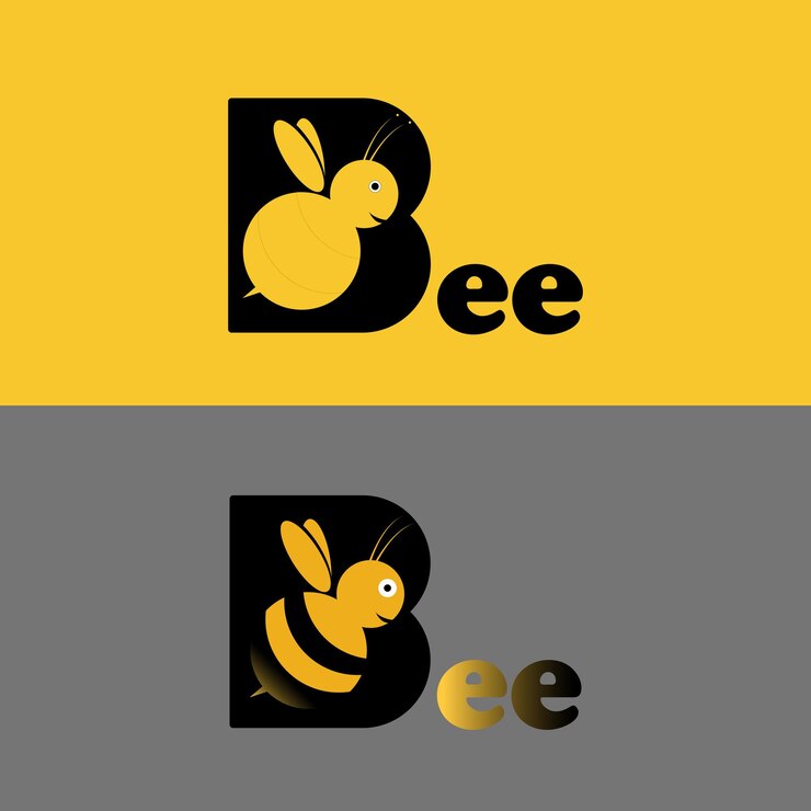 Diseño del logotipo de la abella con la letra inicial B