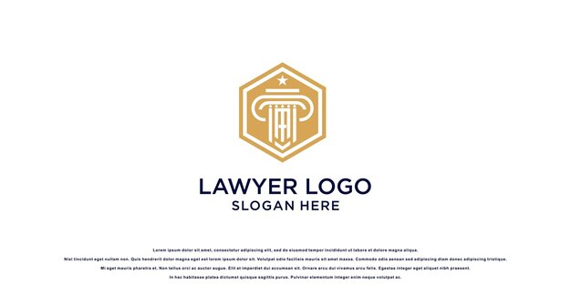 Diseño de logotipo de abogado creativo con concepto elegante vector premium