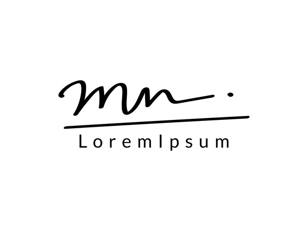 diseño del logotipo abstract MN escrito a mano