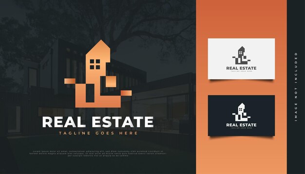 Diseño de logotipo abstracto de bienes raíces de lujo. Diseño de Logo de Construcción, Arquitectura o Edificio