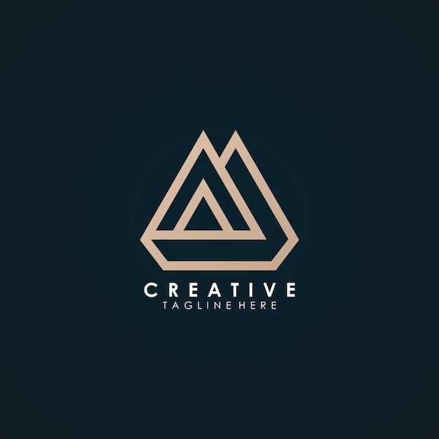 Diseño de logotipo abstracto creativo, montañas y barcos como iconos