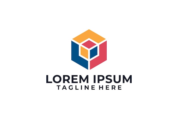 Diseño de logotipo abstracto de cubo hexagonal