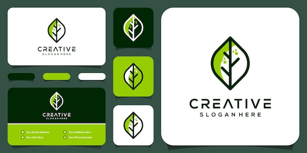 Diseño de logotipo abstracto de la hoja