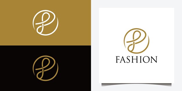 Diseño de logotipo abstracto letra F con gráfico vectorial escrito a mano