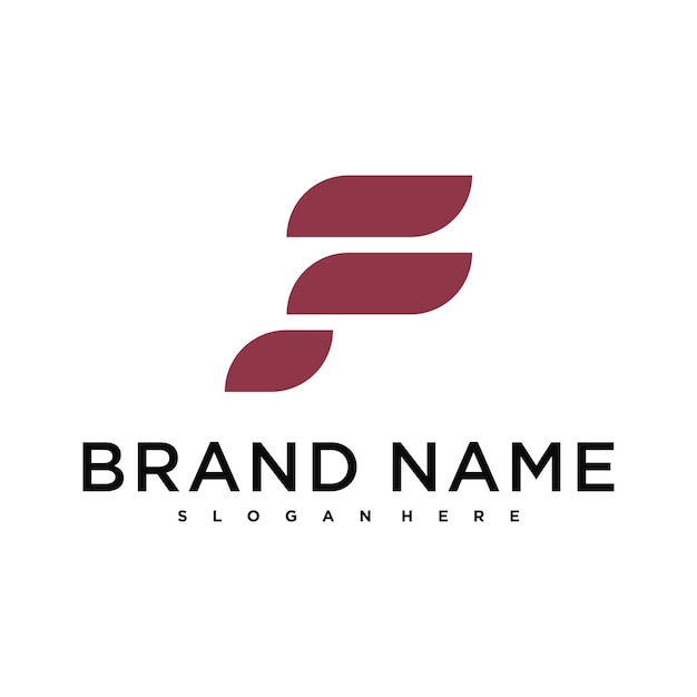 Diseño de logotipo abstracto de la letra F moderna Preamium Vector