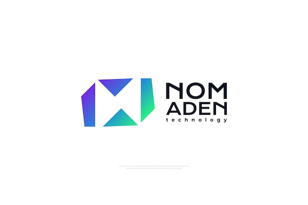 Diseño de logotipo abstracto con letra n en concepto de degradado moderno y colorido icono de logotipo n para identidad empresarial y tecnológica