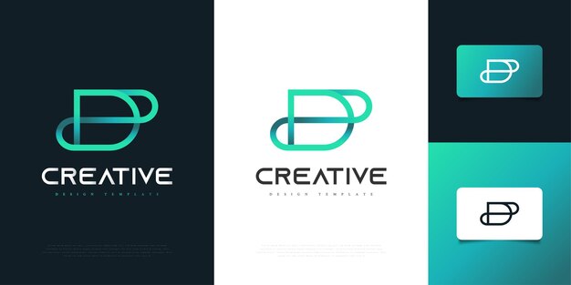 Diseño de logotipo abstracto y minimalista letra D en degradado azul con estilo de línea. Símbolo gráfico del alfabeto para identidad empresarial corporativa