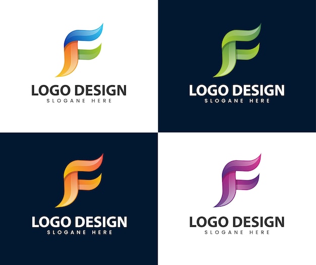 Diseño de logotipo abstracto moderno letra f